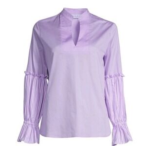 Harshman Lilac Purple Chantal Striped Sleeves‎ Split Neck Blouse Size 2X